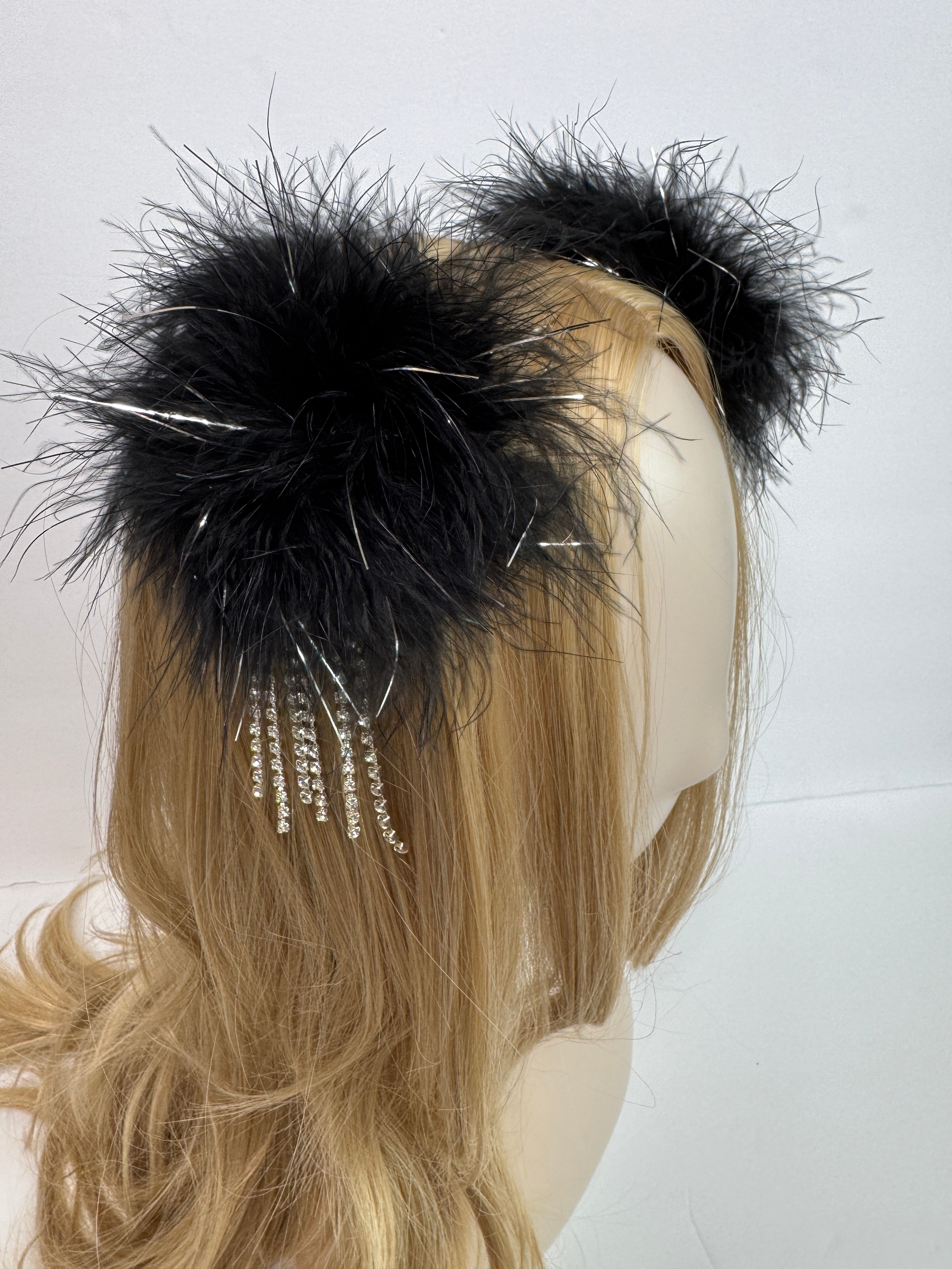 Crystal Drip Fluff Hair Clips