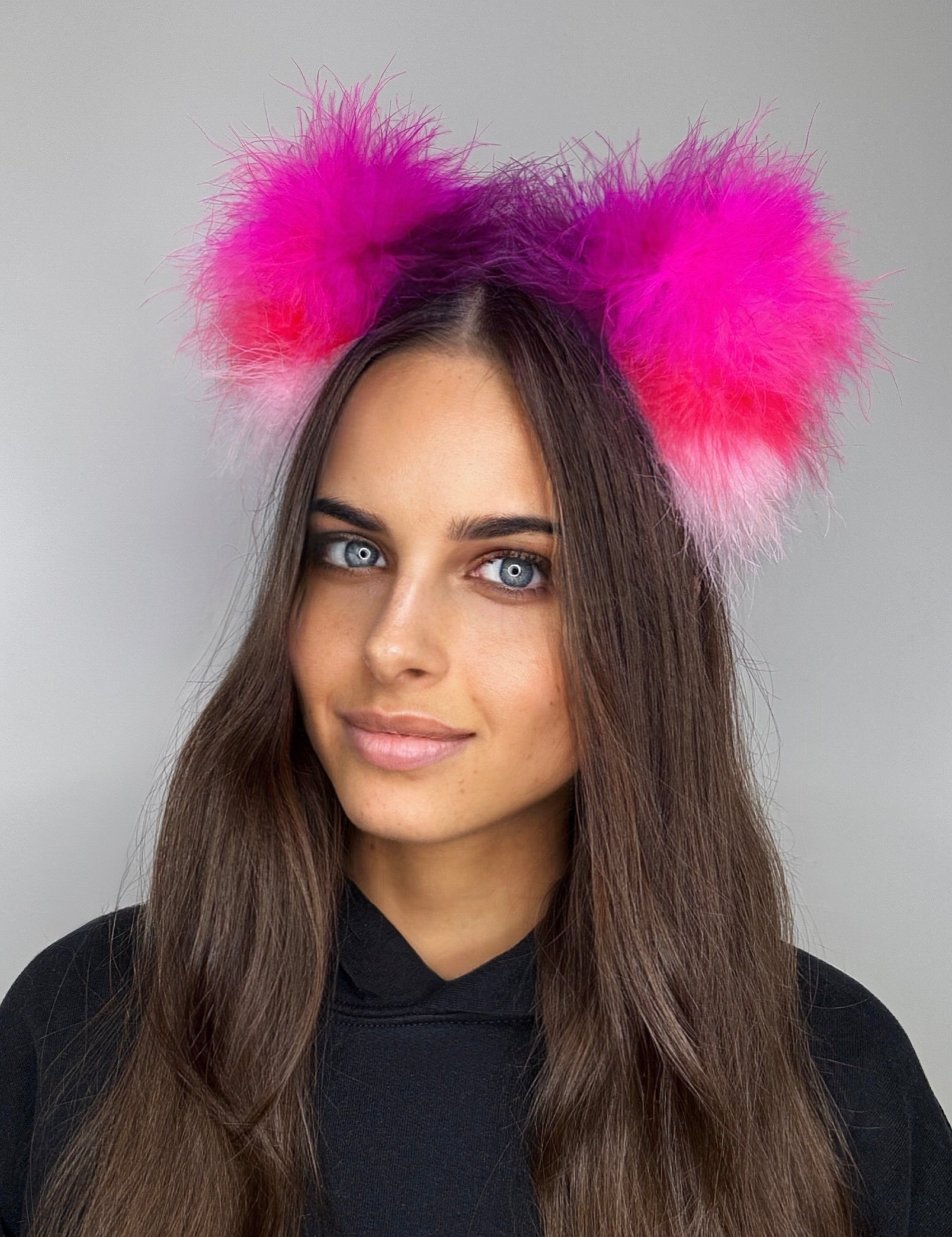 Pink Fluff Cluster Kitty Ears