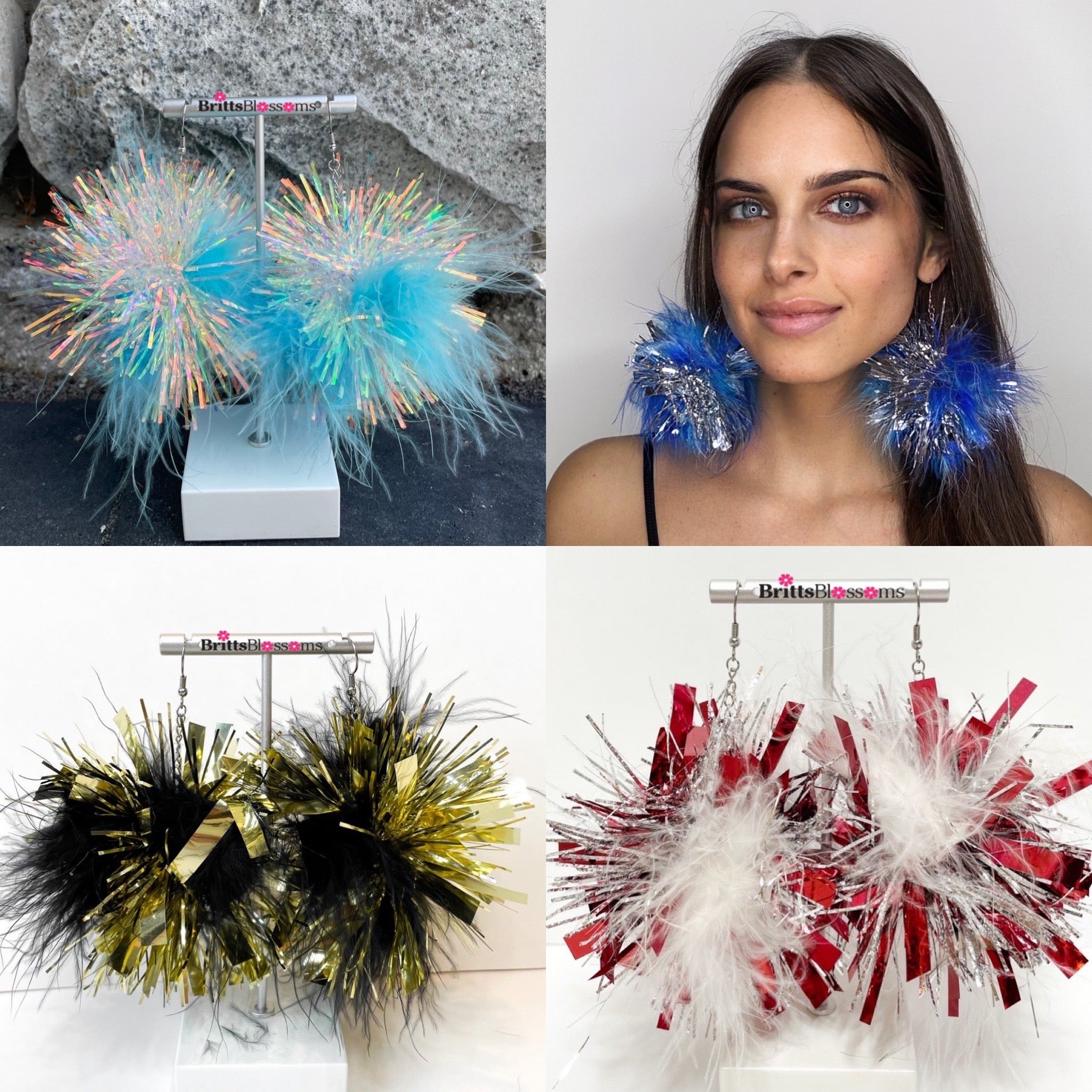 Mixed Tinsel/Fluff Earrings