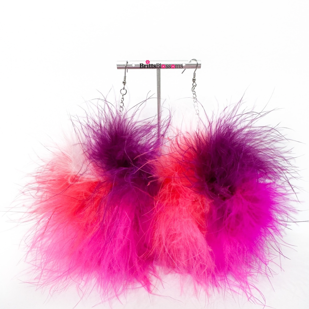 Pink Fluff Cluster Earrings