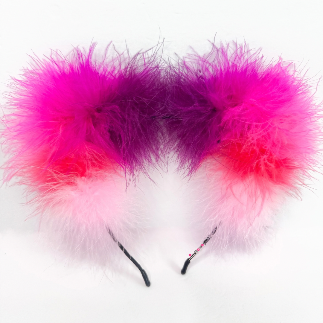 Pink Fluff Cluster Kitty Ears