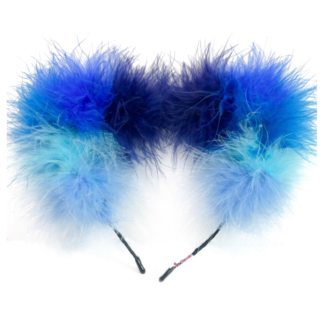 Blue Fluff Cluster Kitty Ears