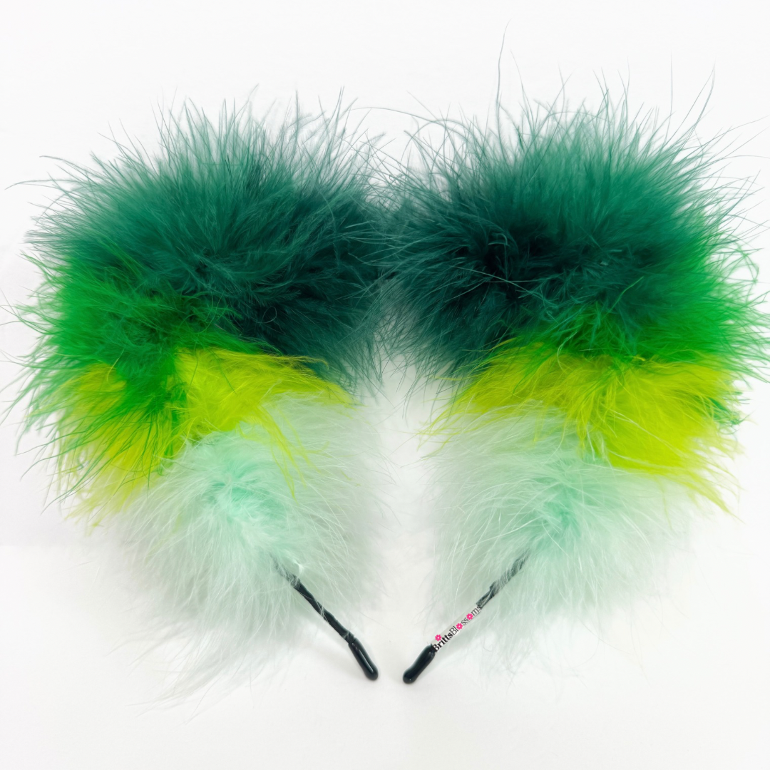 Green Fluff Cluster Kitty Ears