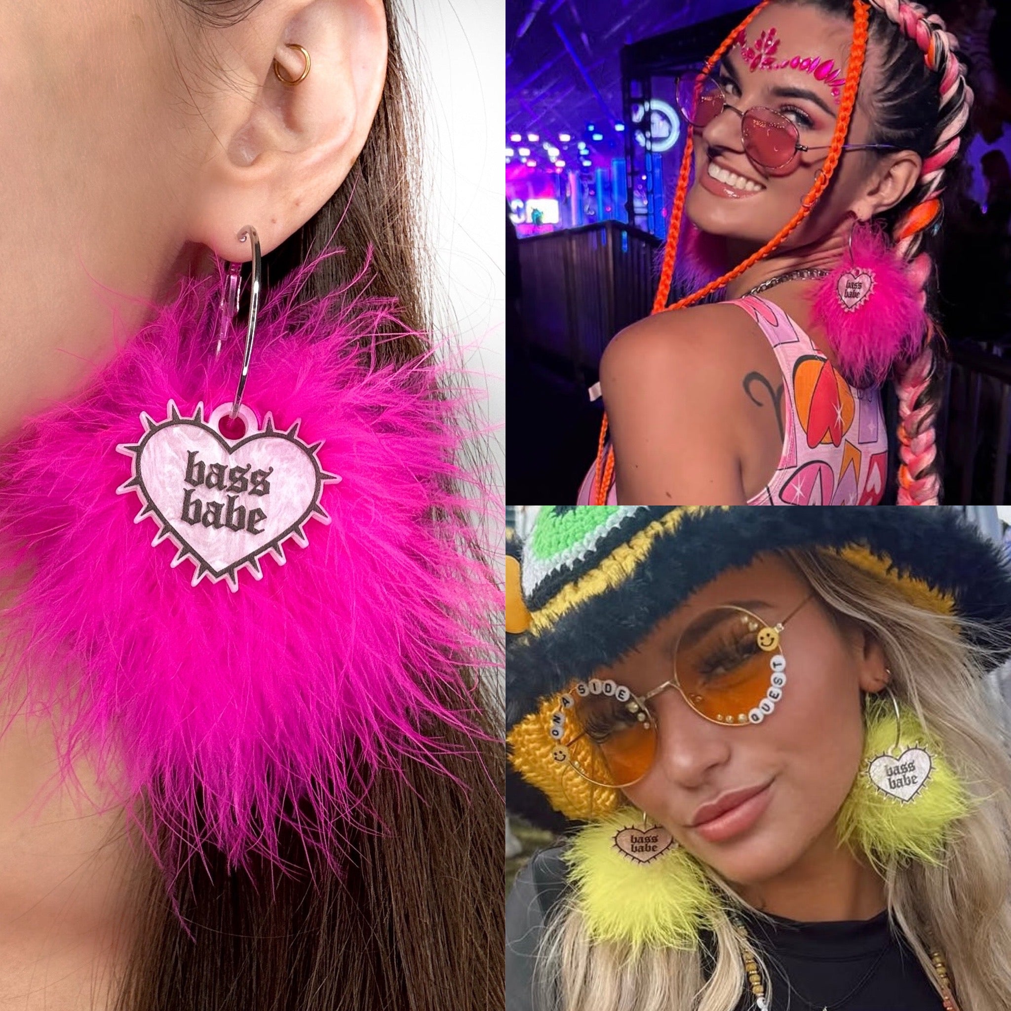 Bass Babe Fluff Mini Hoops/Charms