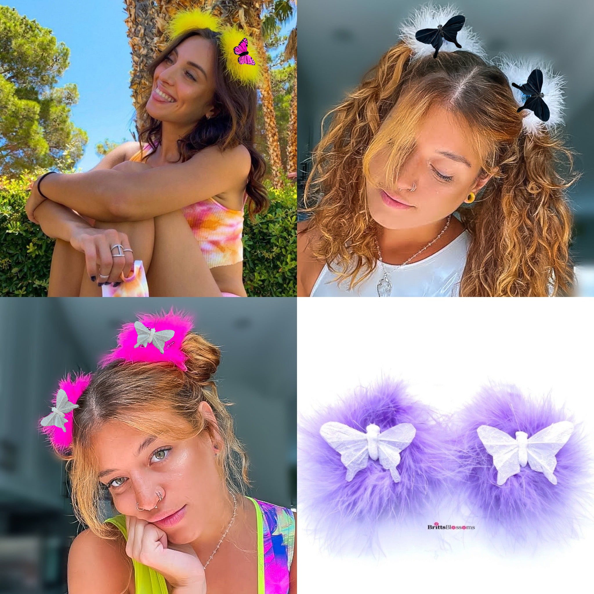 Butterfly Fluff Hair Clips