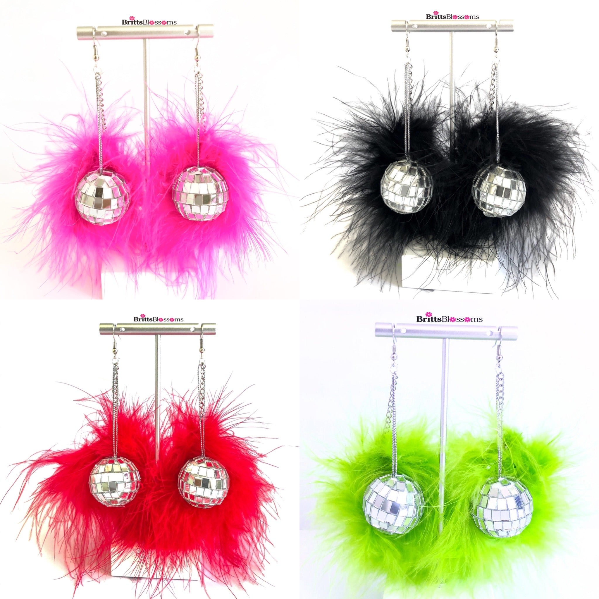 Disco Ball Fluff Earrings