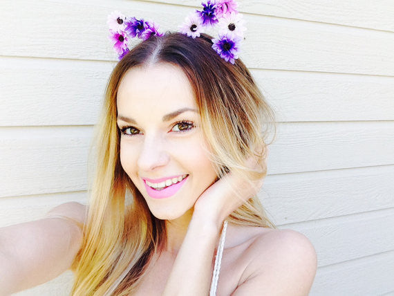 Multi Purple Daisy Blossom Kitty