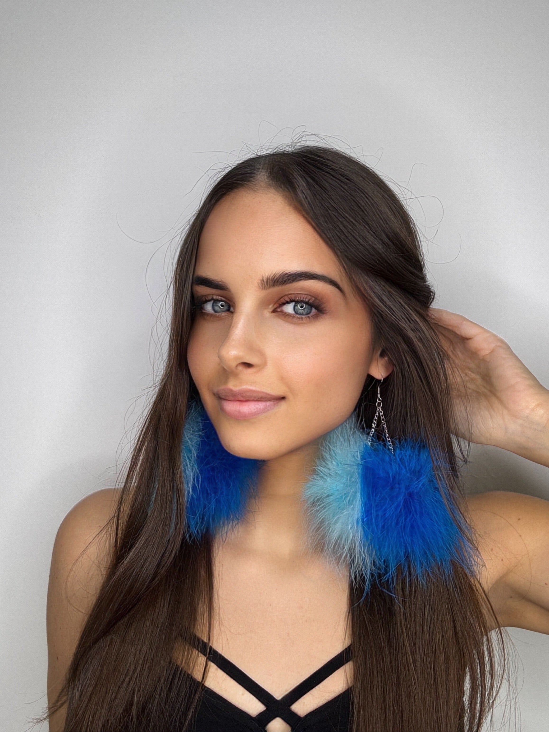 PREMADE Duality Blue Fluff Earrings