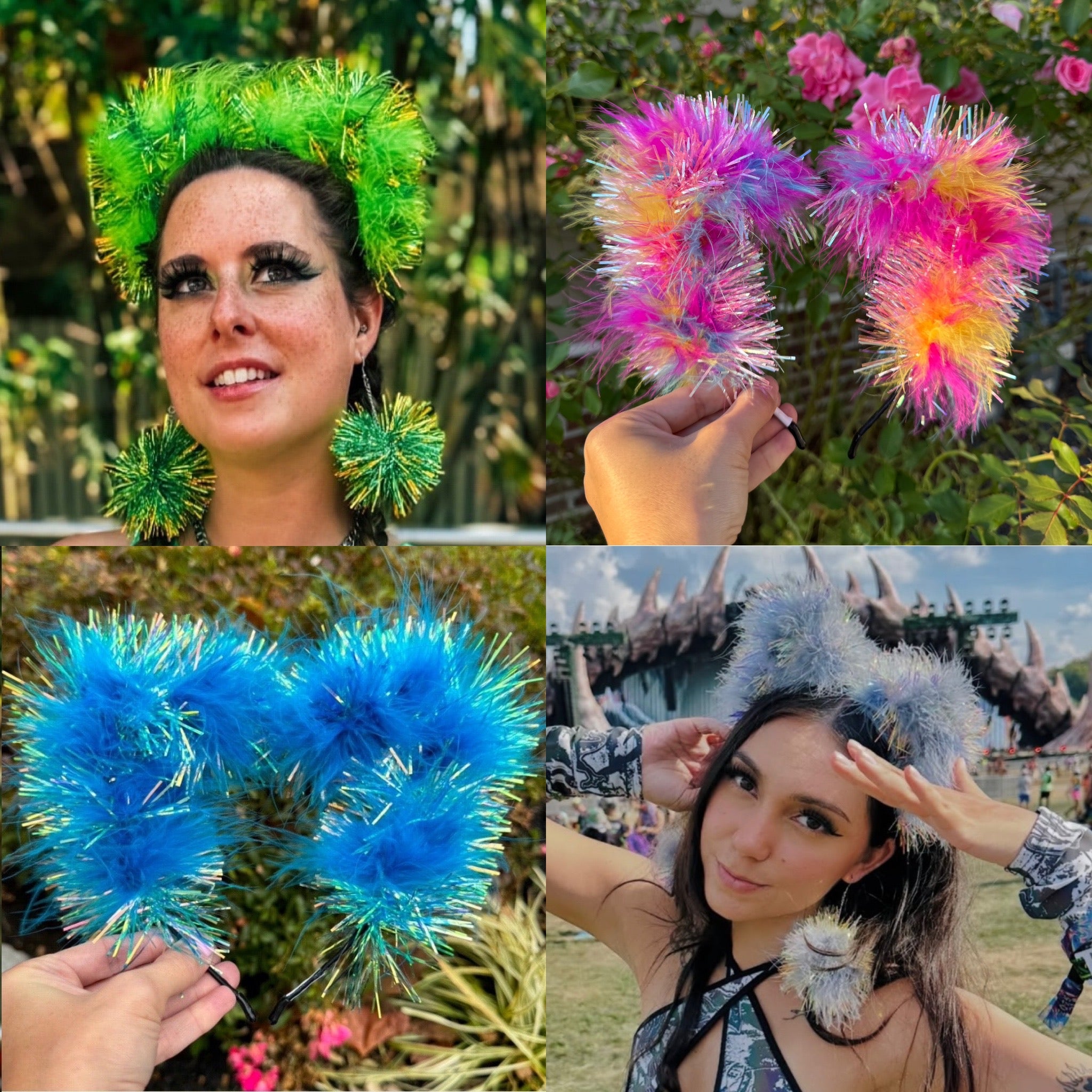 Mixed Tinsel/Fluff Kitty Ears
