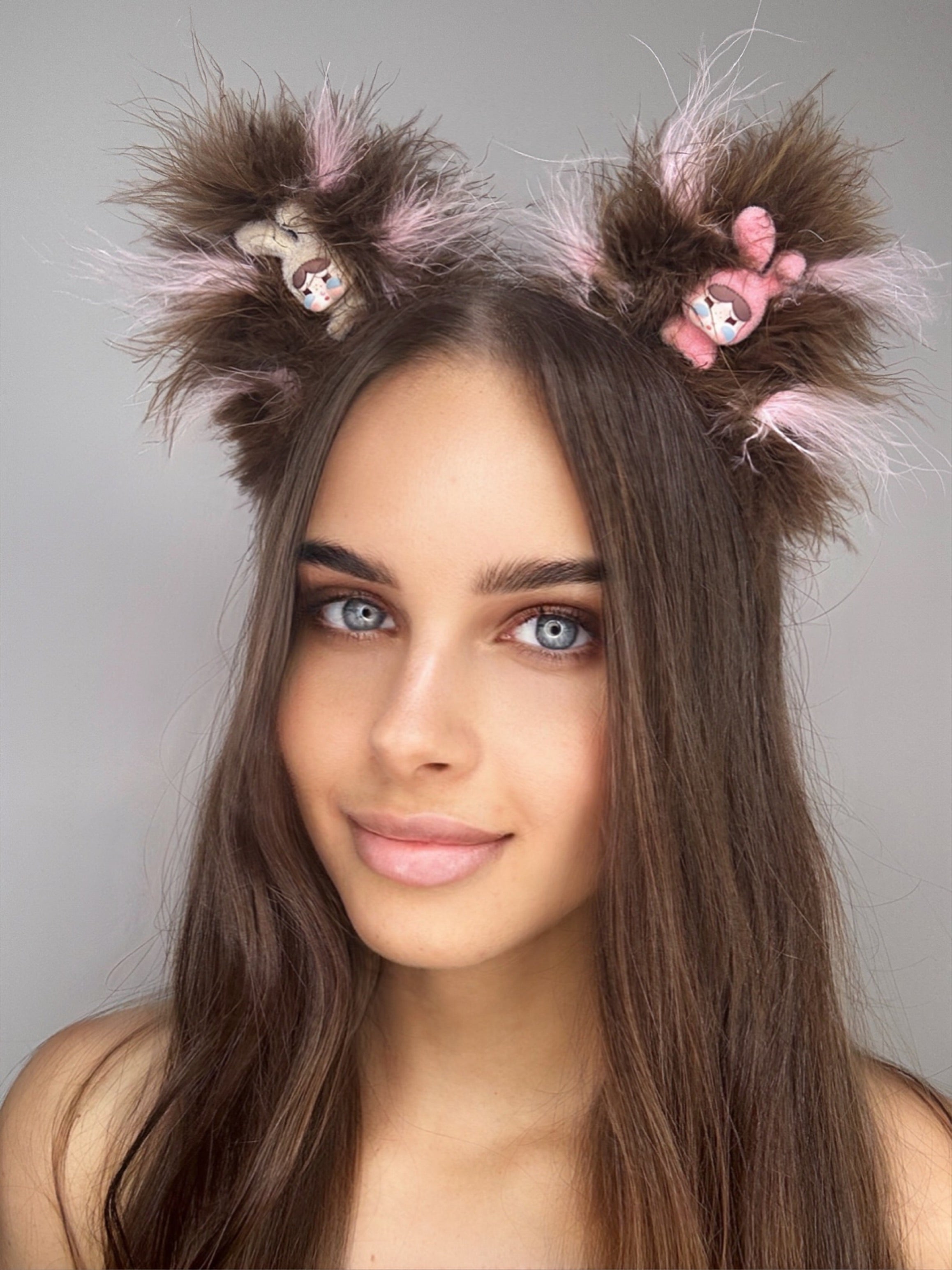 Labubu Crybaby Kitty Ears (brown/pink)