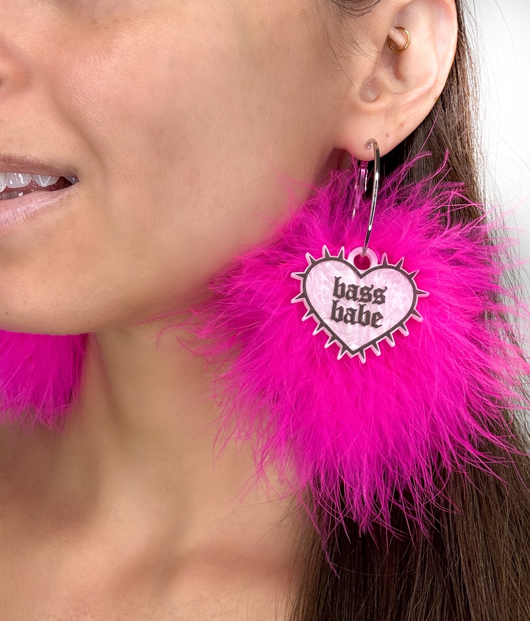 Bass Babe Fluff Mini Hoops/Charms (choose fluff color)