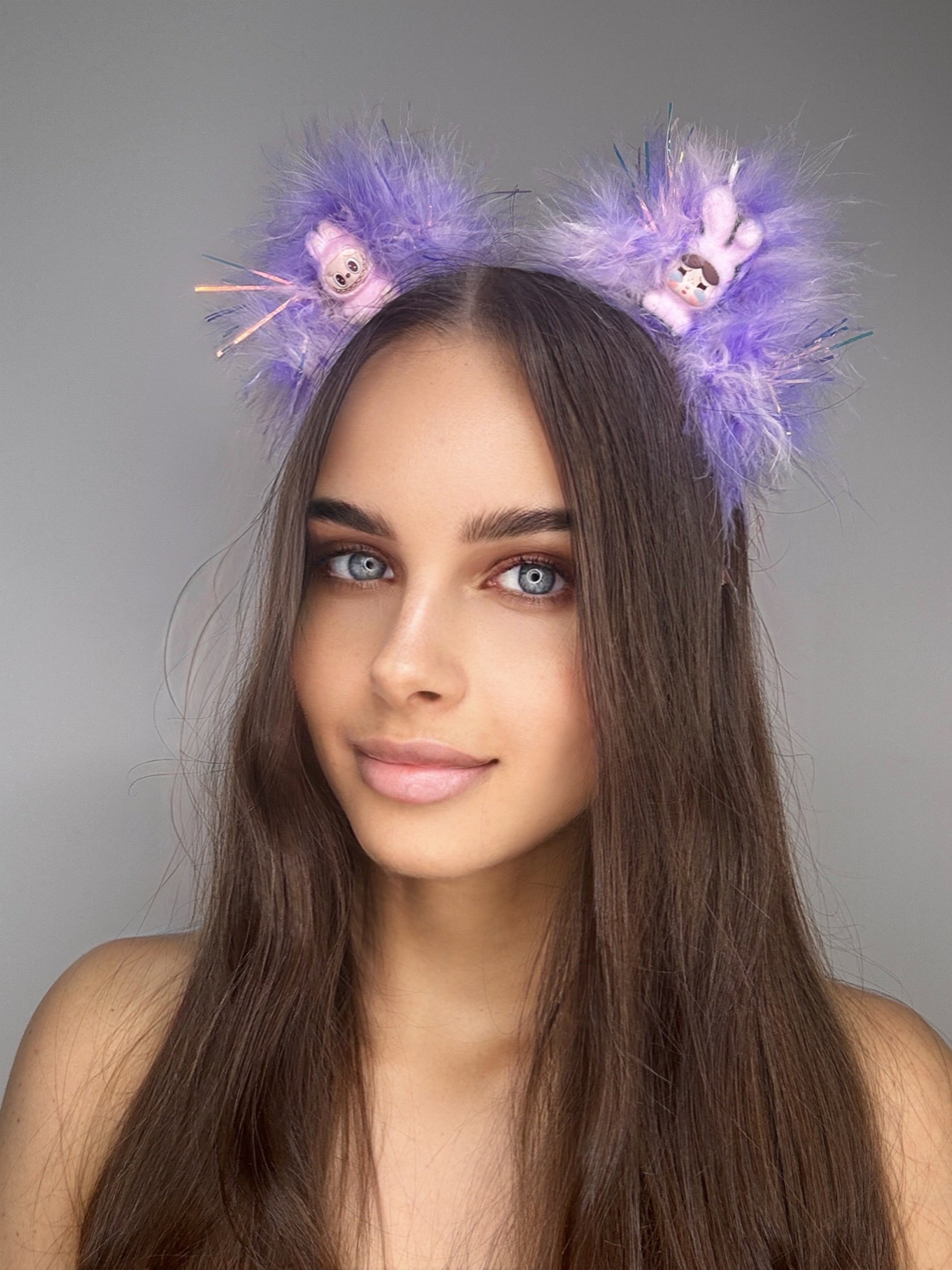 Labubu Crybaby Kitty Ears (pink/purple)
