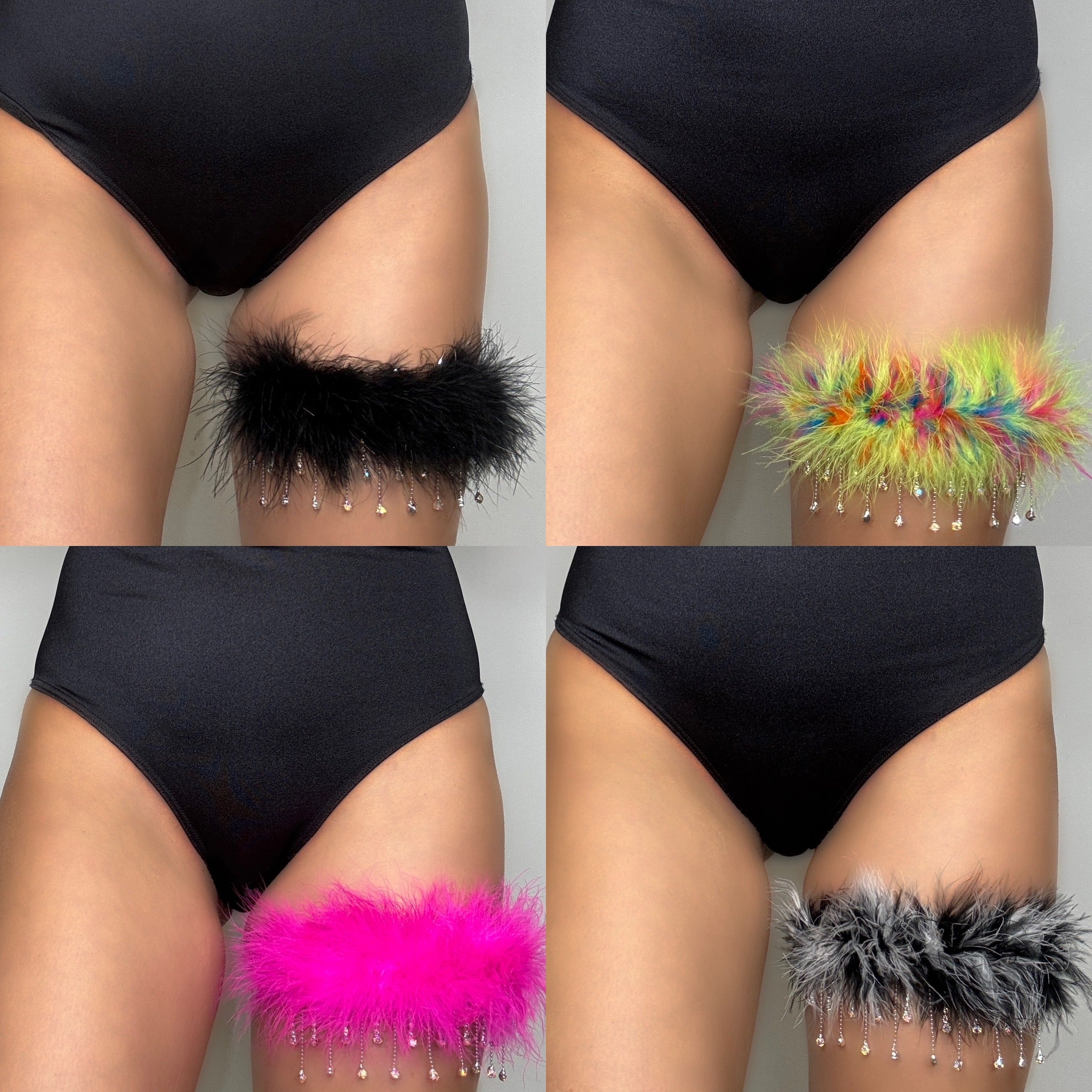 Crystal Fluff Leg Garter