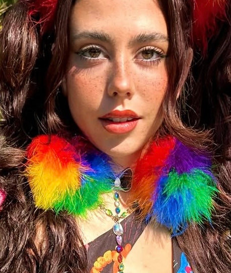 Rainbow Fluff Cluster Earrings