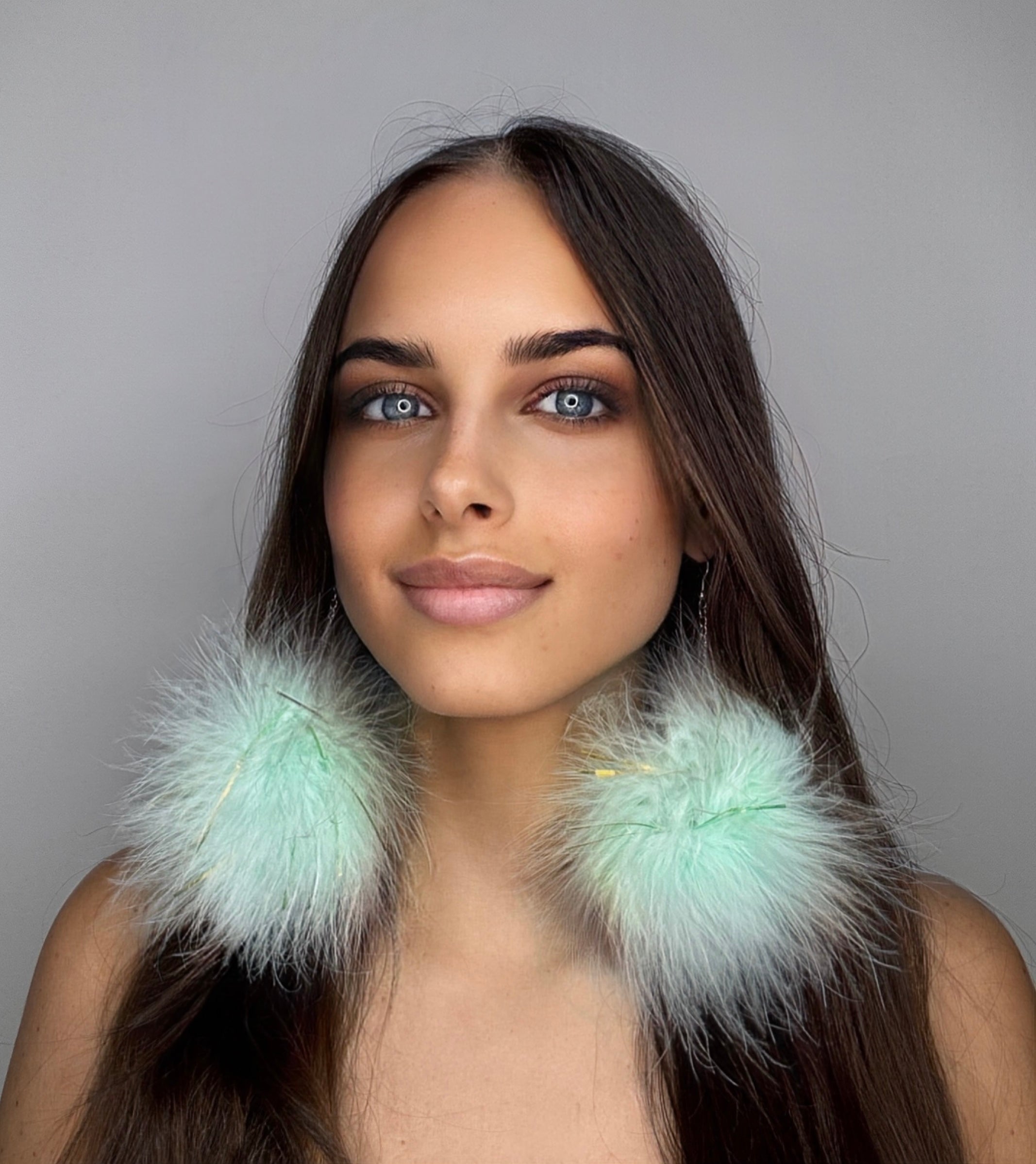 PREMADE Mint Sparkle Fluff Earrings