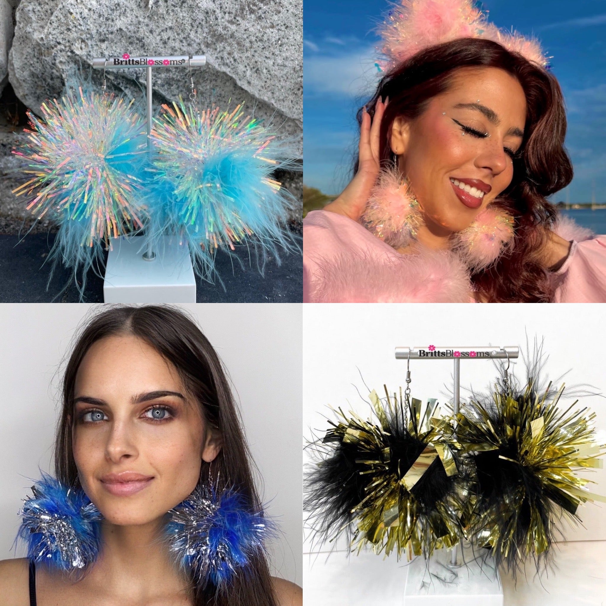 Mixed Tinsel/Fluff Earrings